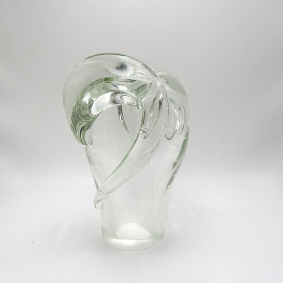 Vintage Art Nouveau clear heavy crystal glass bud vase with side swirls - 6" - Picture 4 of 15